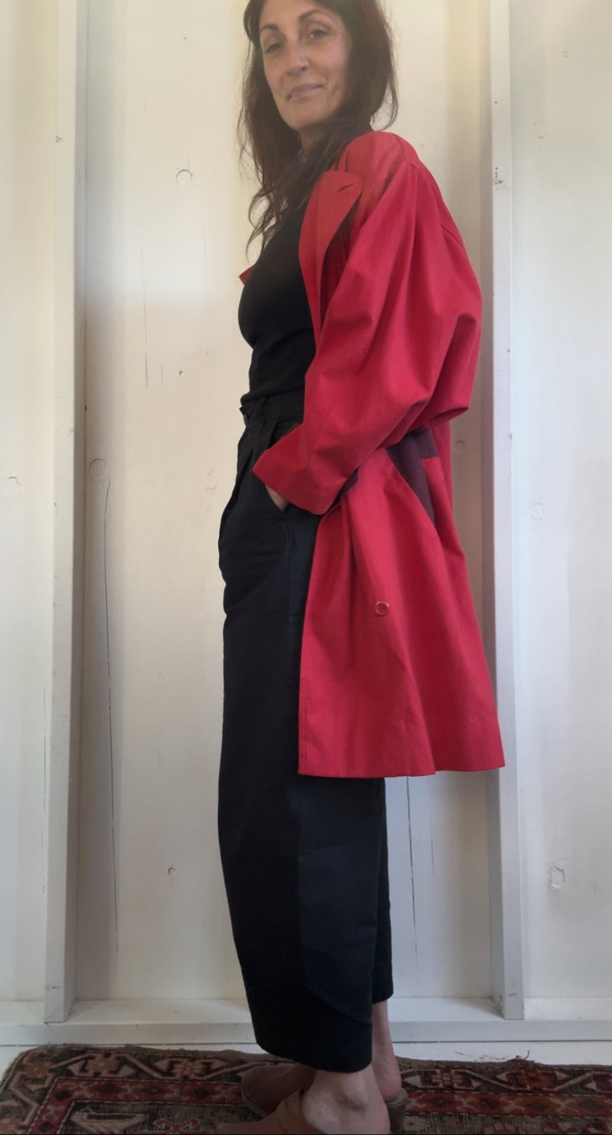 Vintage Red Trench Coat