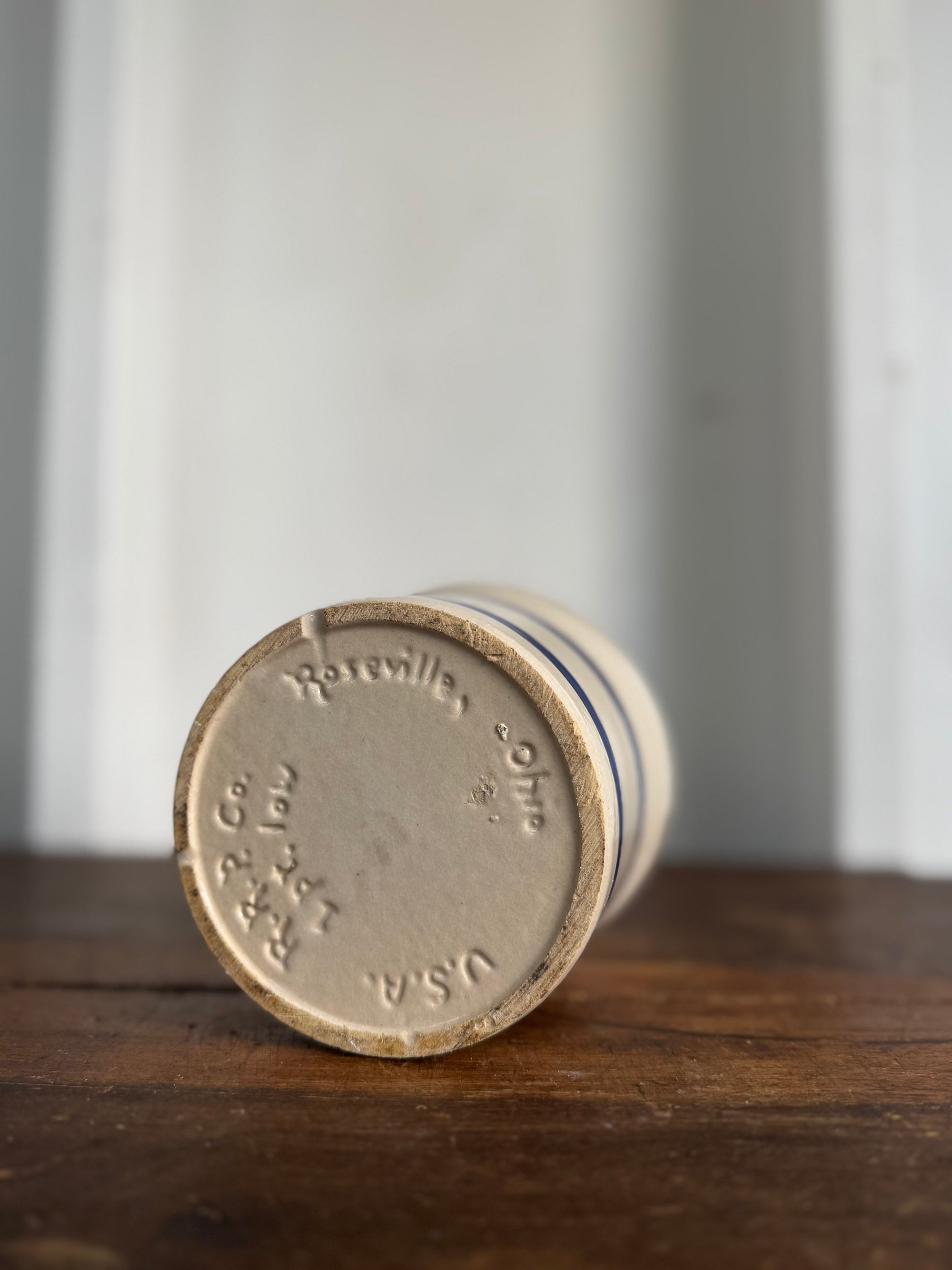 VTG Roseville Ohio Blue Striped Crock