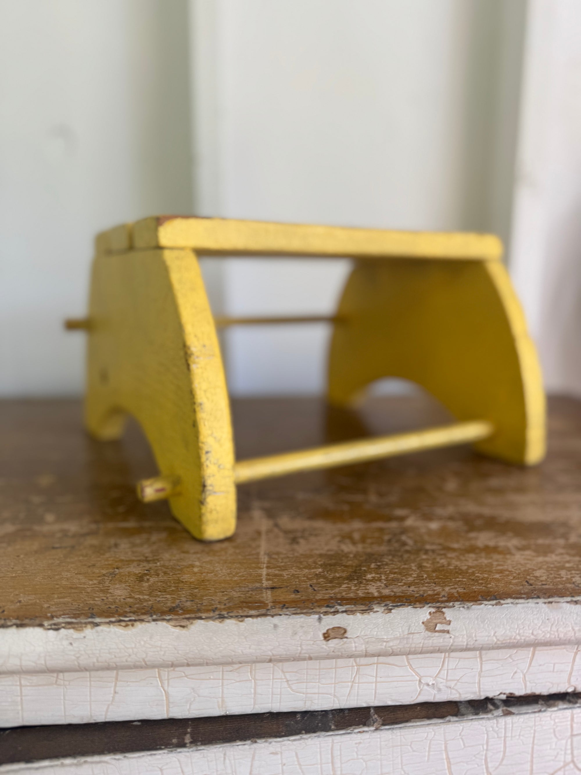 Vintage Wood Step Stool - Yellow
