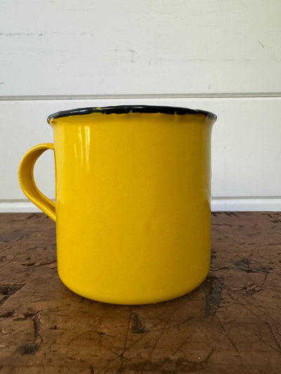 Vintage Enamel Mug 14oz Yellow