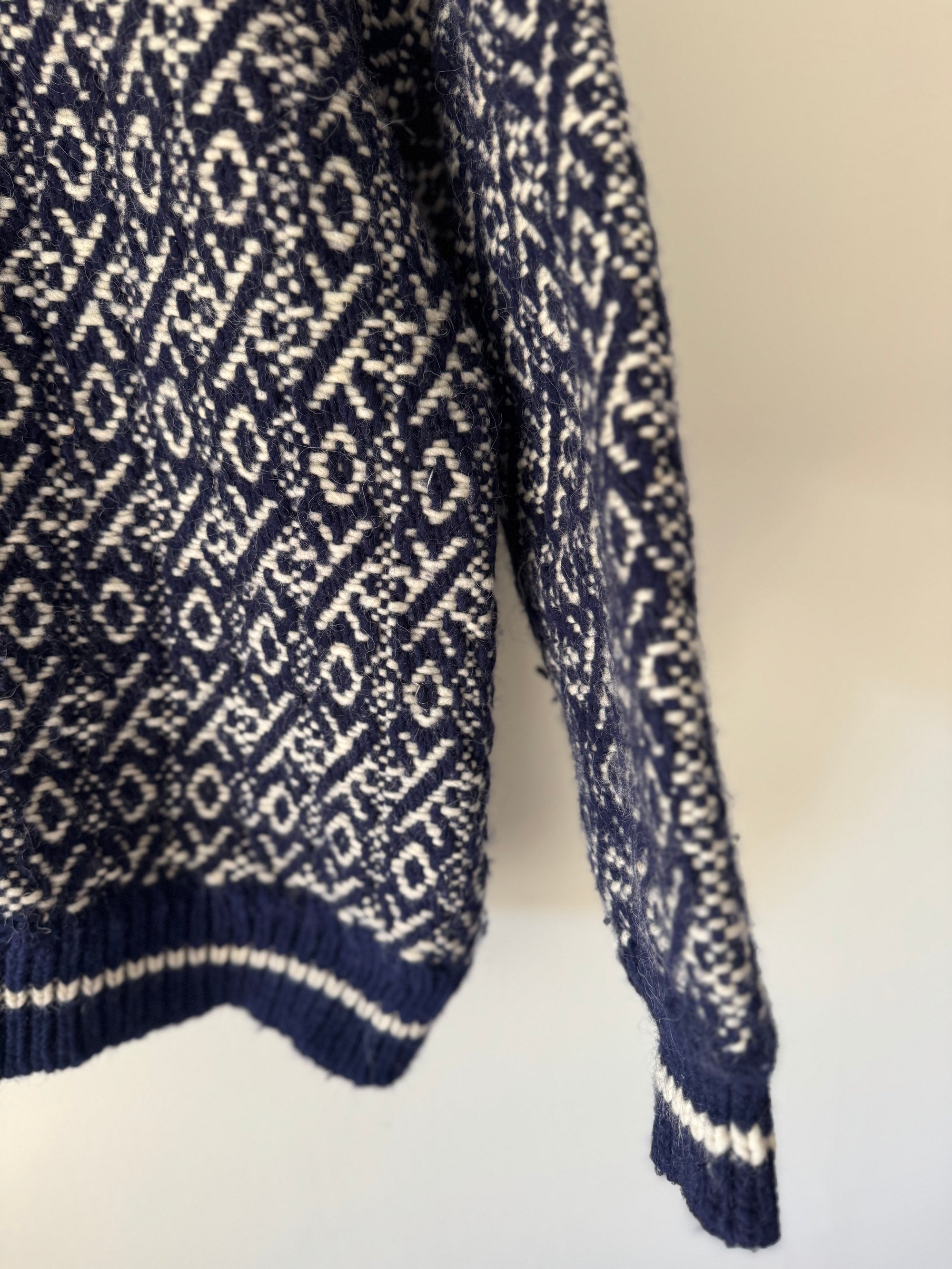 Vintage Wool Sweater - Navy + White