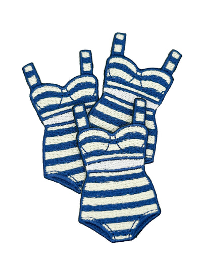 Preppy Striped Bikini Patch, Navy Cream Coastal Swimsuit