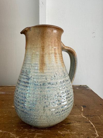 80s Handmade Ceramic Pitcher - Diamonds & Rust