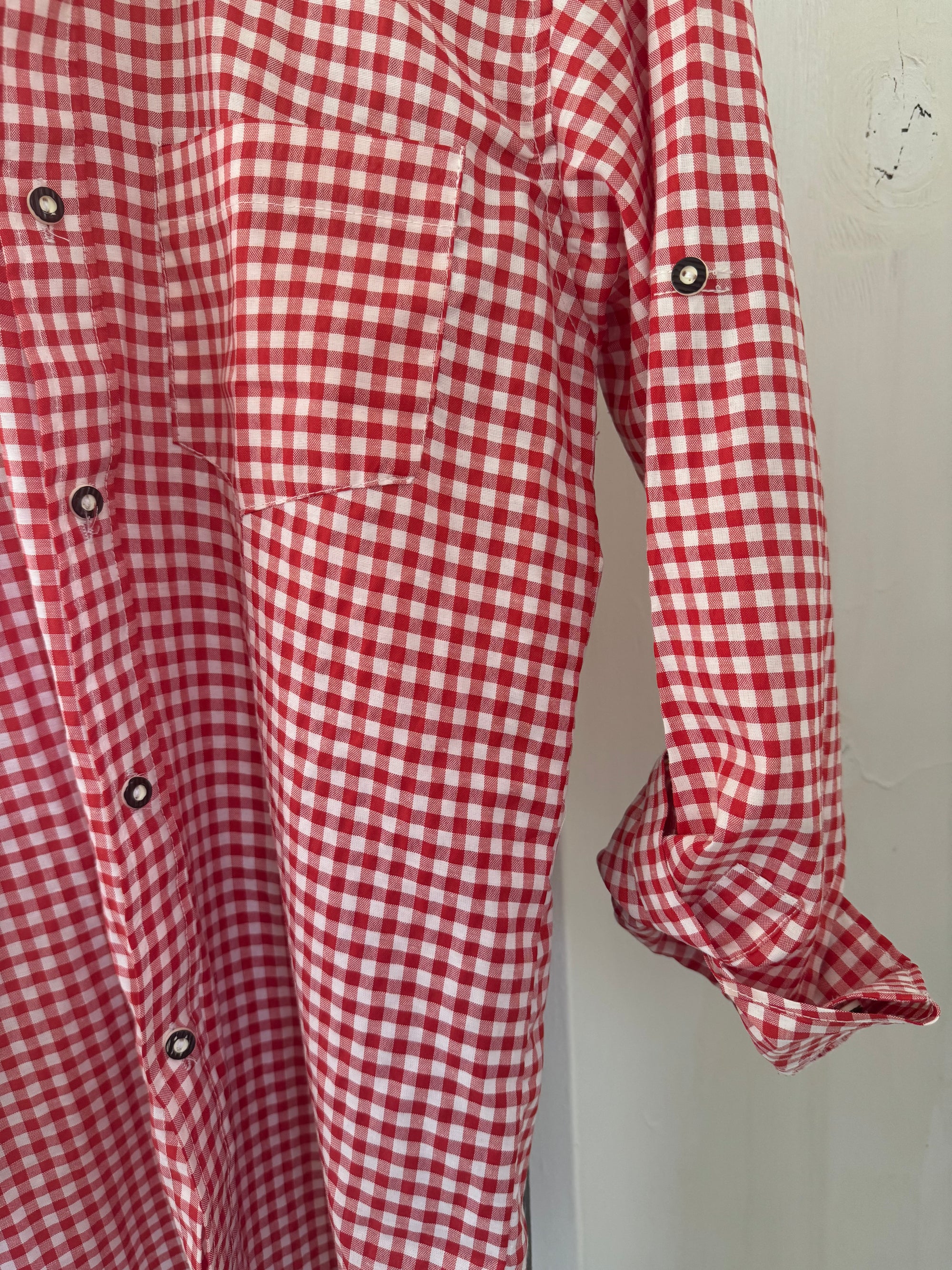 Vintage Cotton Gingham Shirt - Red