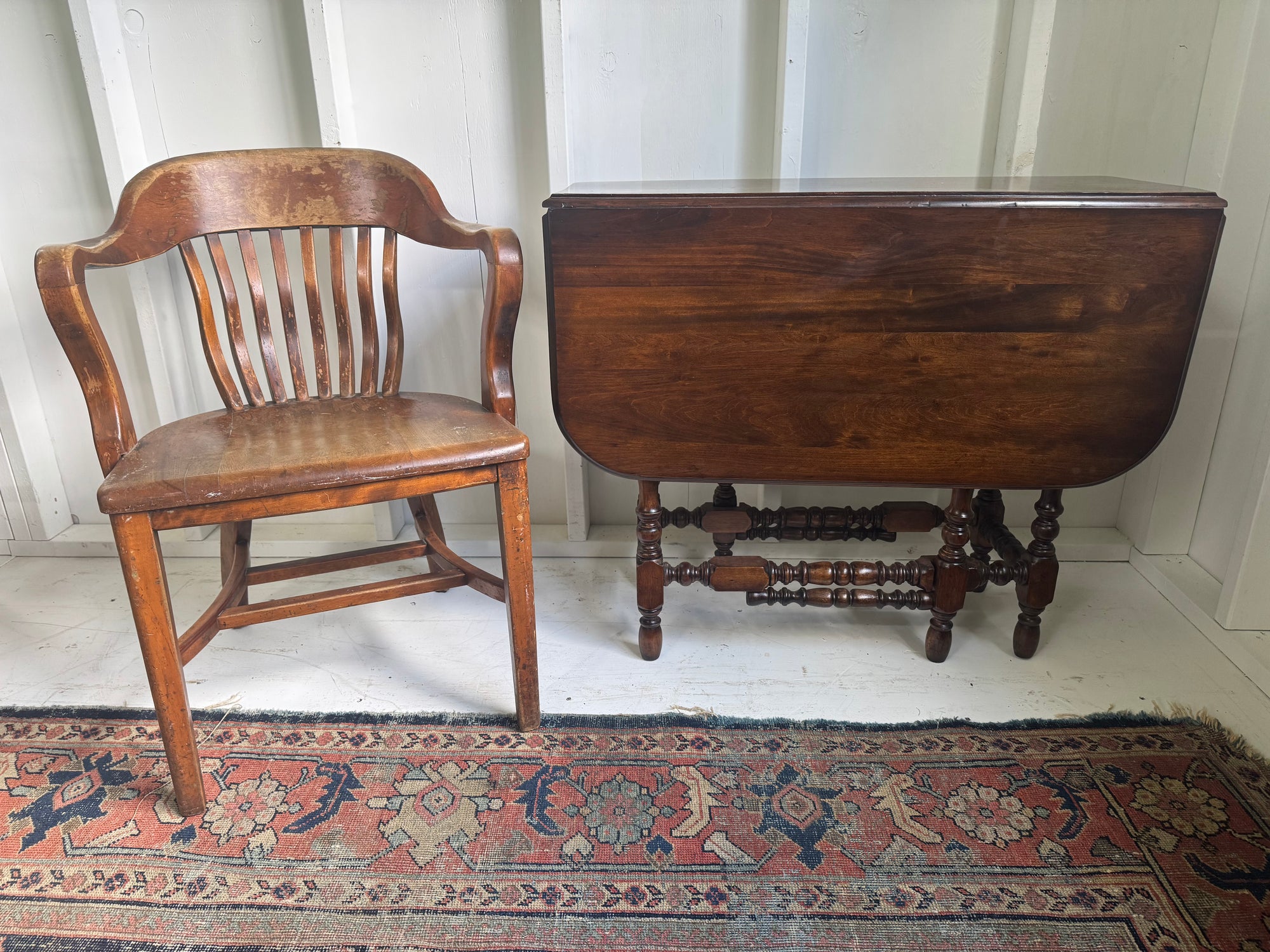 Vintage Walnut Banker Chair