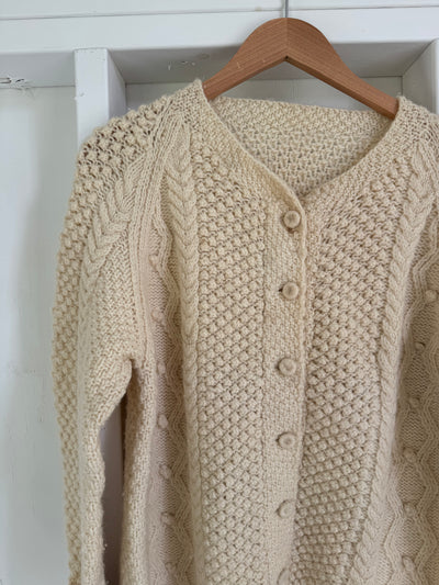 Vintage Wool Fisherman's Sweater - Crew Cardigan