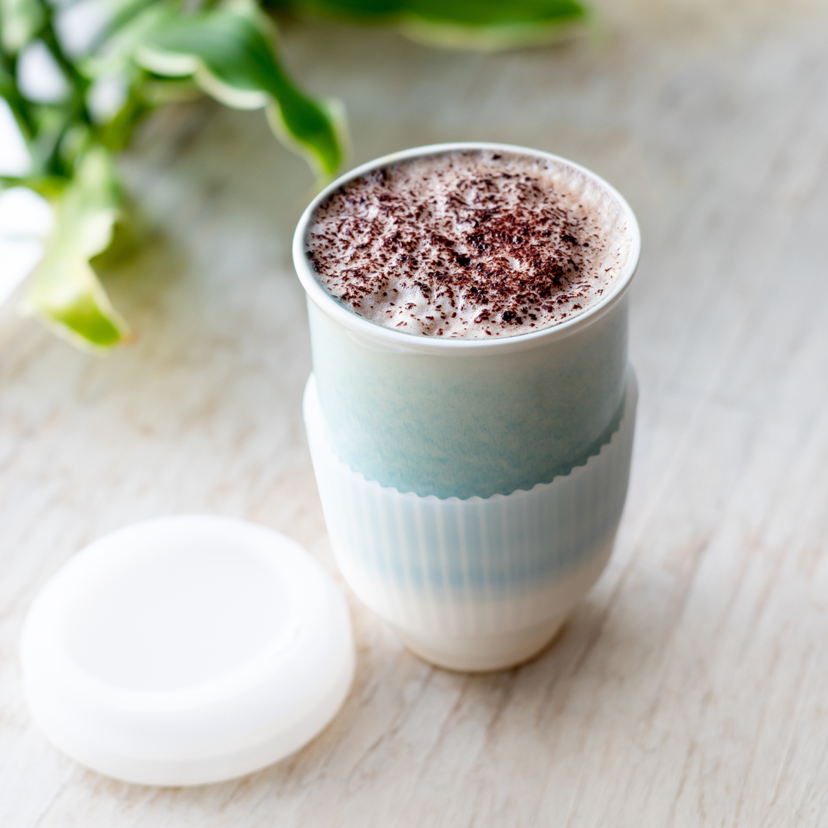 Lagoon Ceramic Coffee Cup – 12oz with Lid & Sleeve