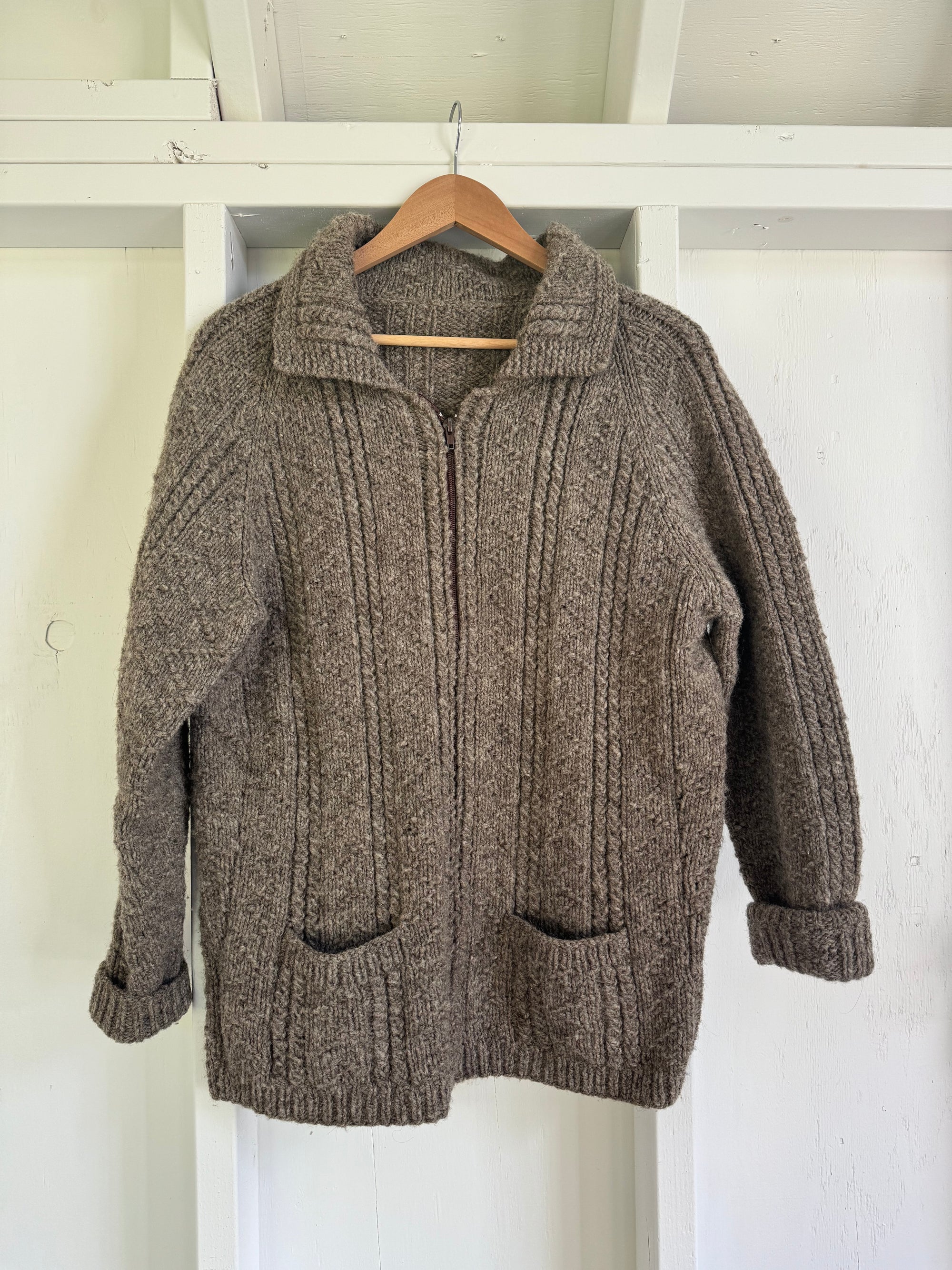 Vintage Fisherman's Zip Up Sweater - Grey