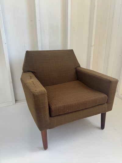 Danish Mid-Century Modern Armchair - Olive Green Tweed