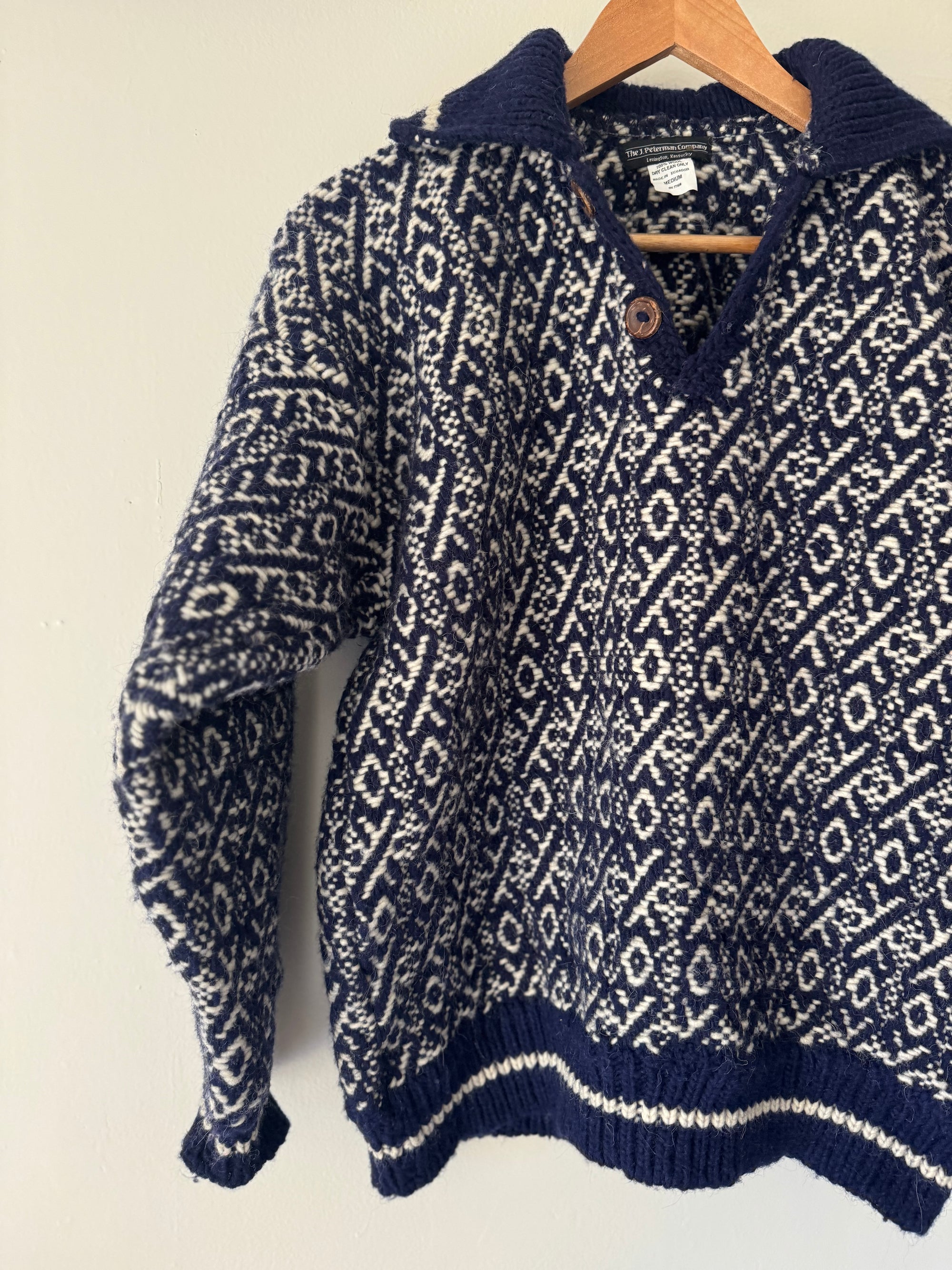 Vintage Wool Sweater - Navy + White