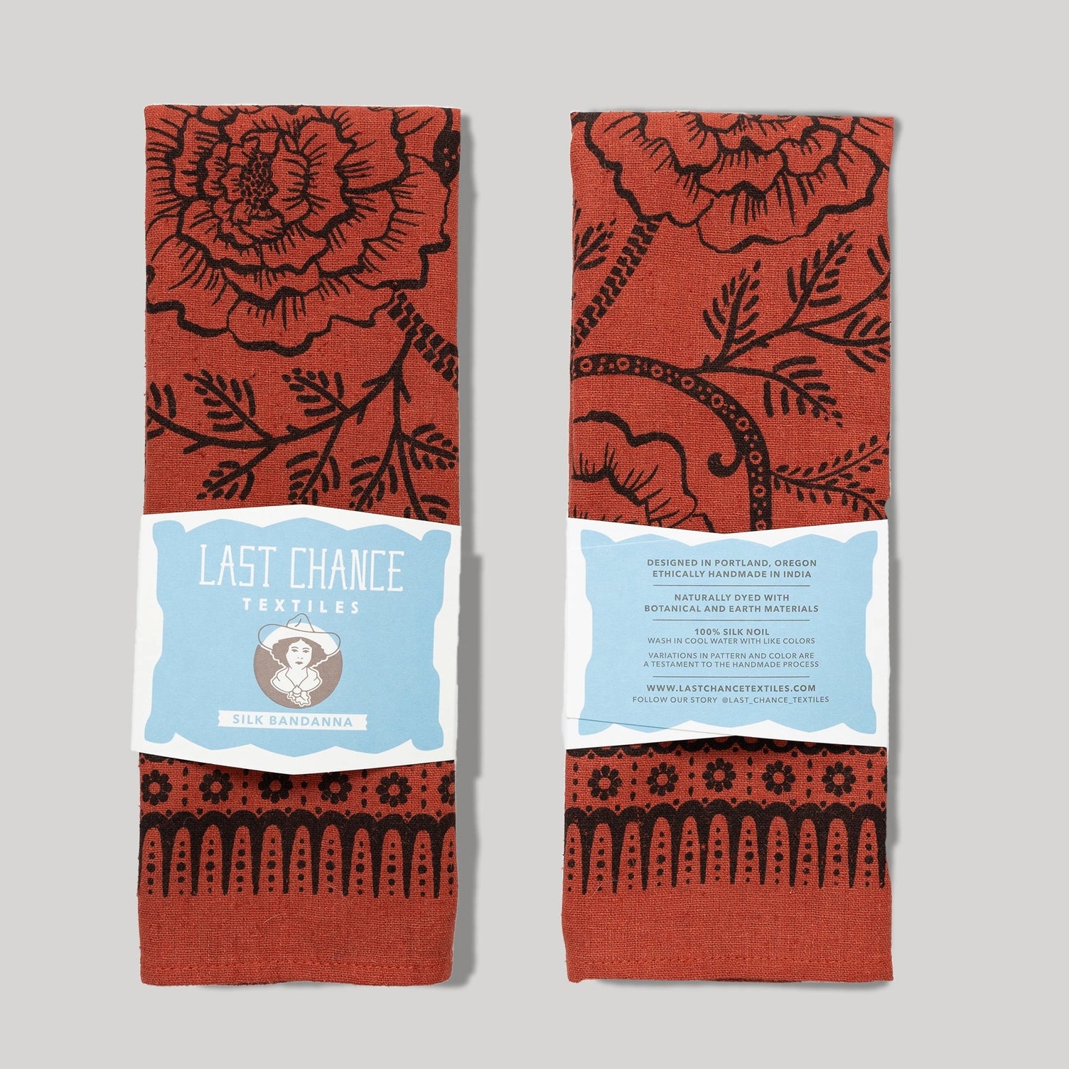 Natural Dye Silk Bandana - Madder