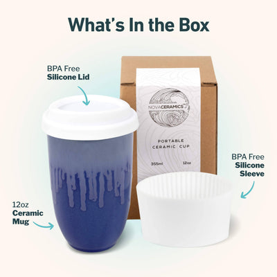 Neptune Ceramic Travel Mug – 12oz with Lid & Sleeve