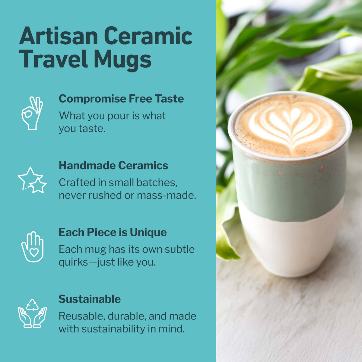 Sage Green Ceramic Travel Mug – 12oz Reusable Cup