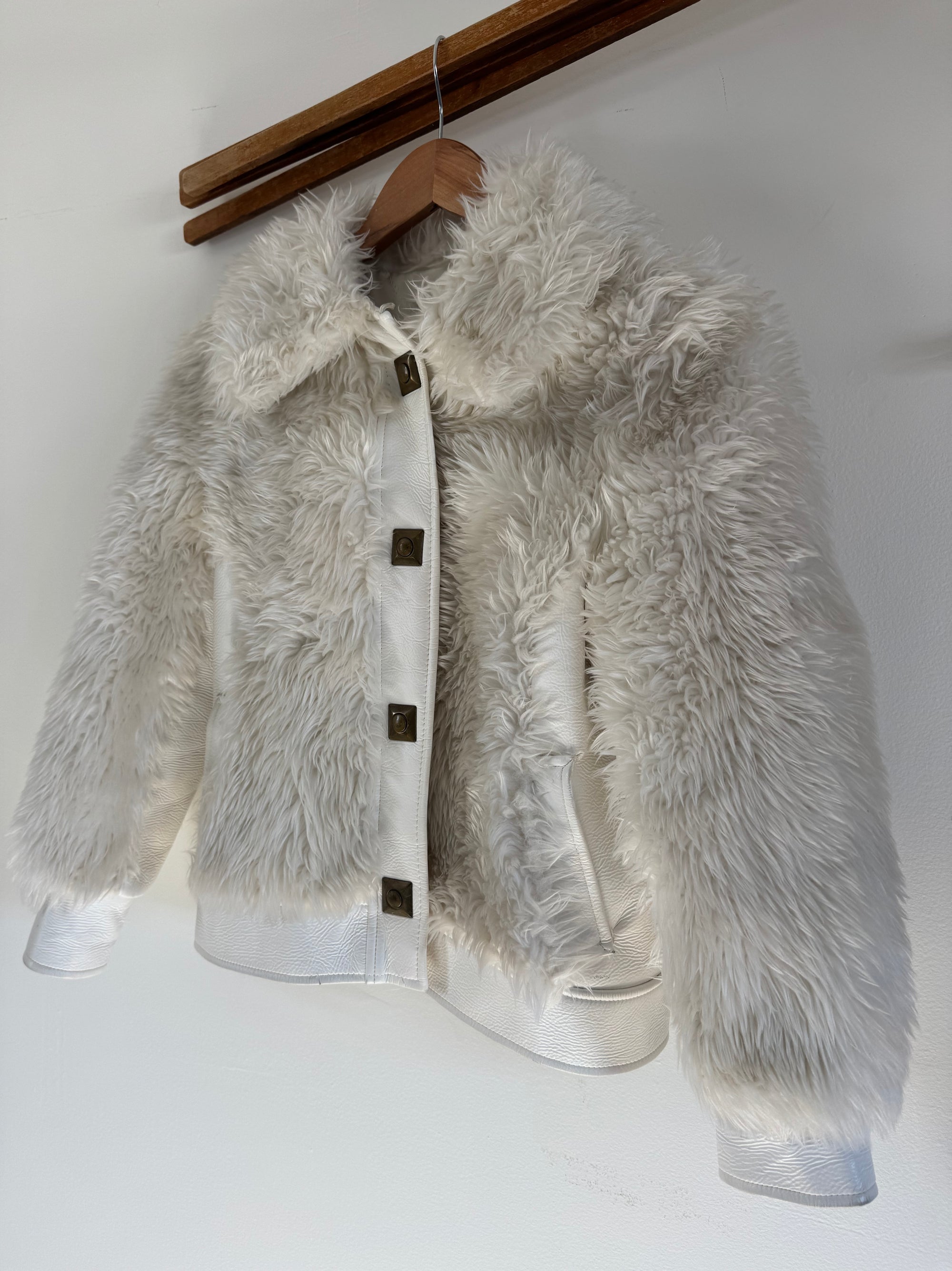 Vintage Rainbow Coat White Shearling Coat