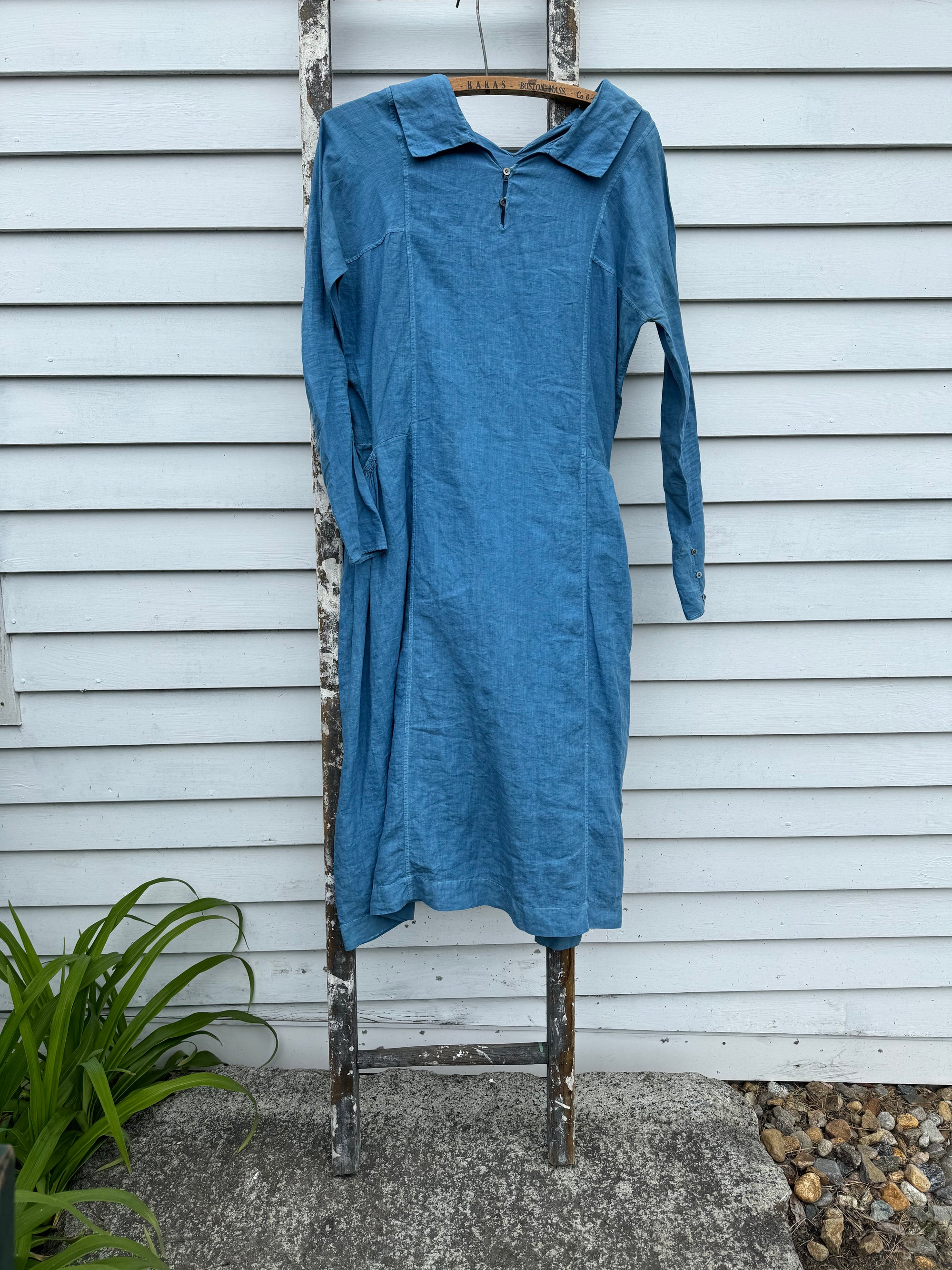 Vintage Indigo Dyed Linen Dress