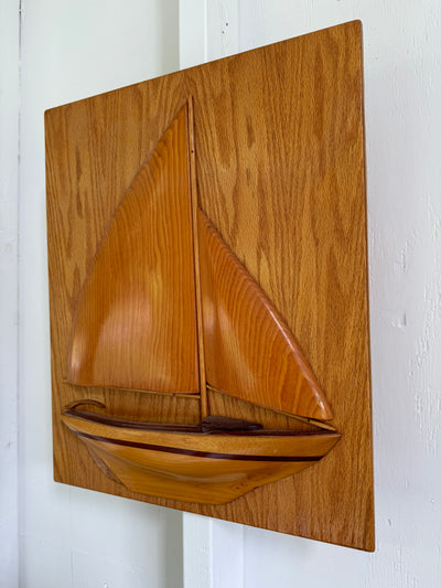 photo of a Vintage Wooden Sailboat Plaque