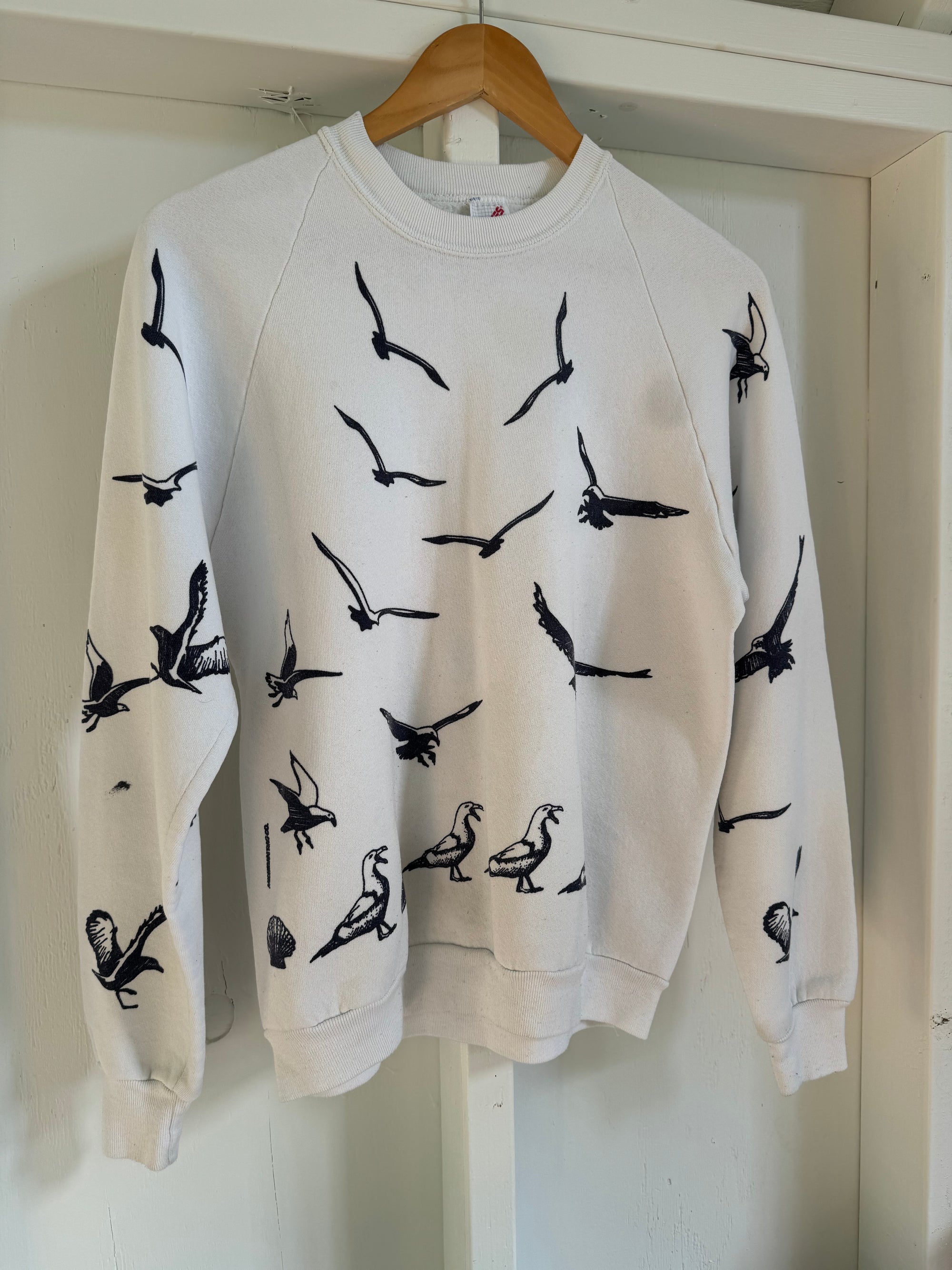Vintage Seagull Raglan Sweatshirt - White