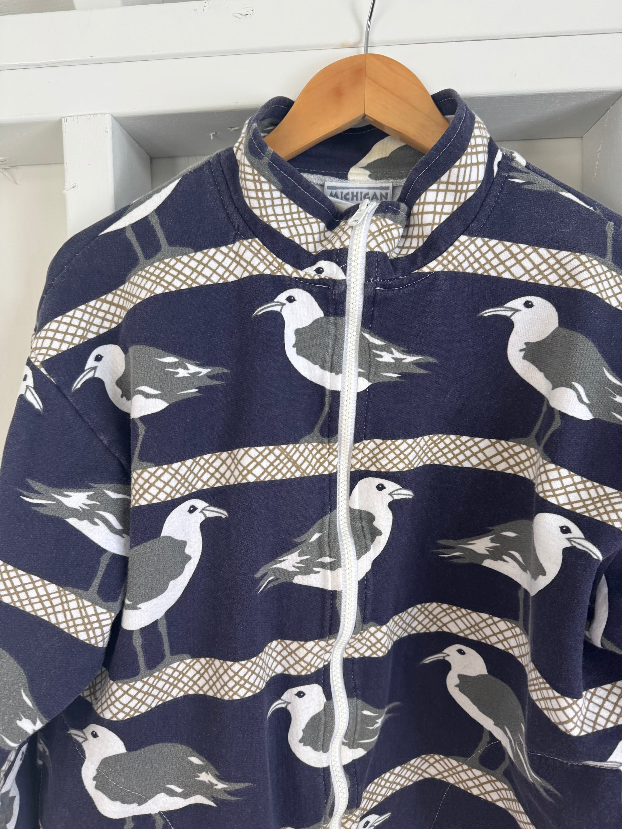 Vintage Seagull Zip Up Sweatshirt - Navy