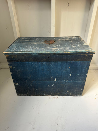 Antique Wood Chest - Marine Blue