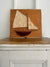 Vintage Wood Sailboat w/ Canvas Sail Wall Art