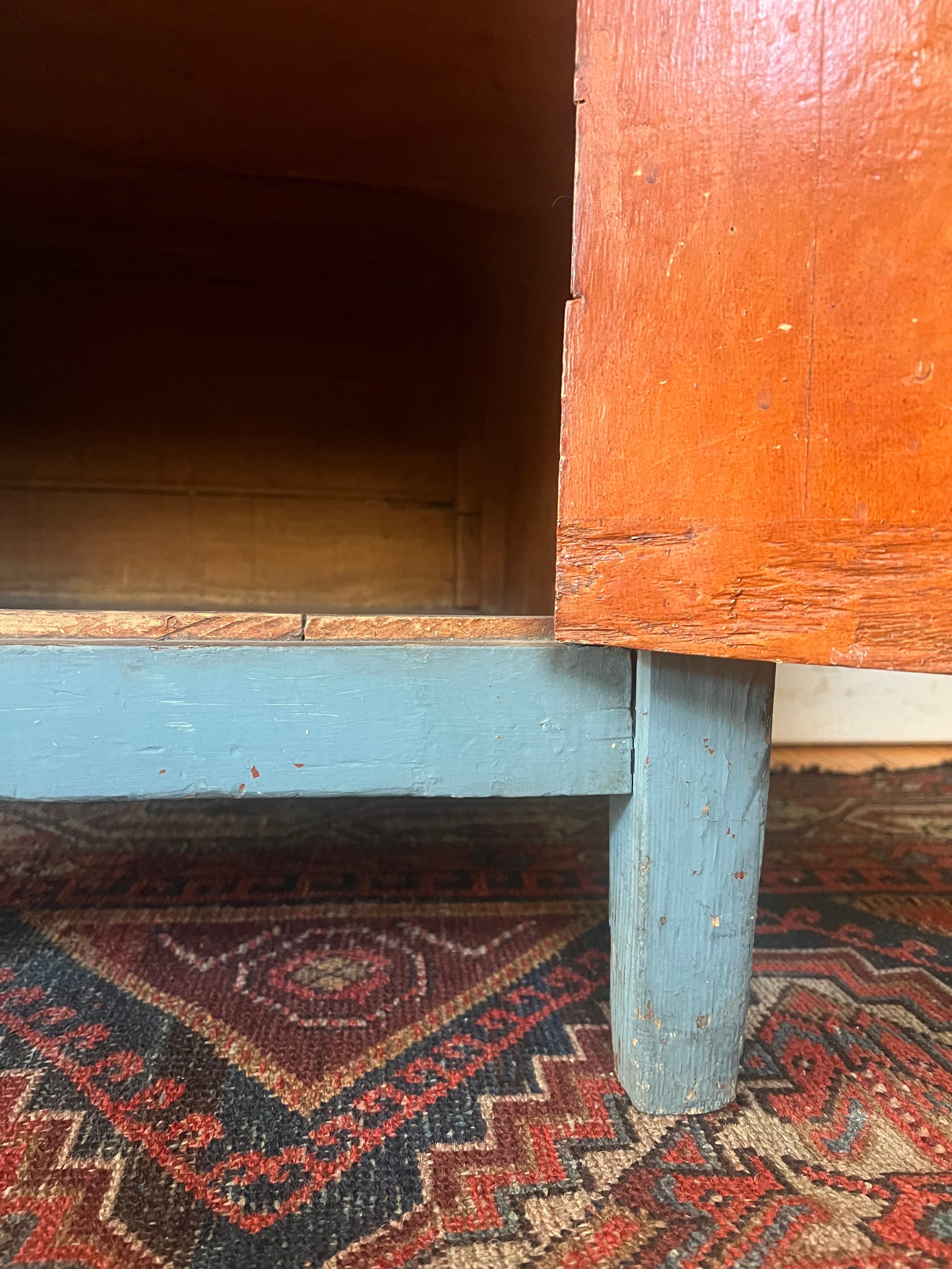 Antique Painted Blue Cabinet