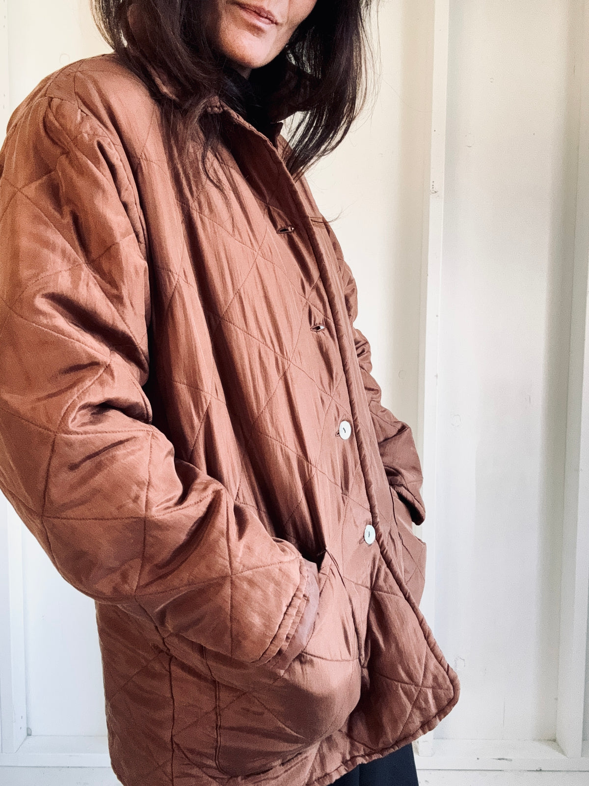 Vintage Quilted Coat - Walnut