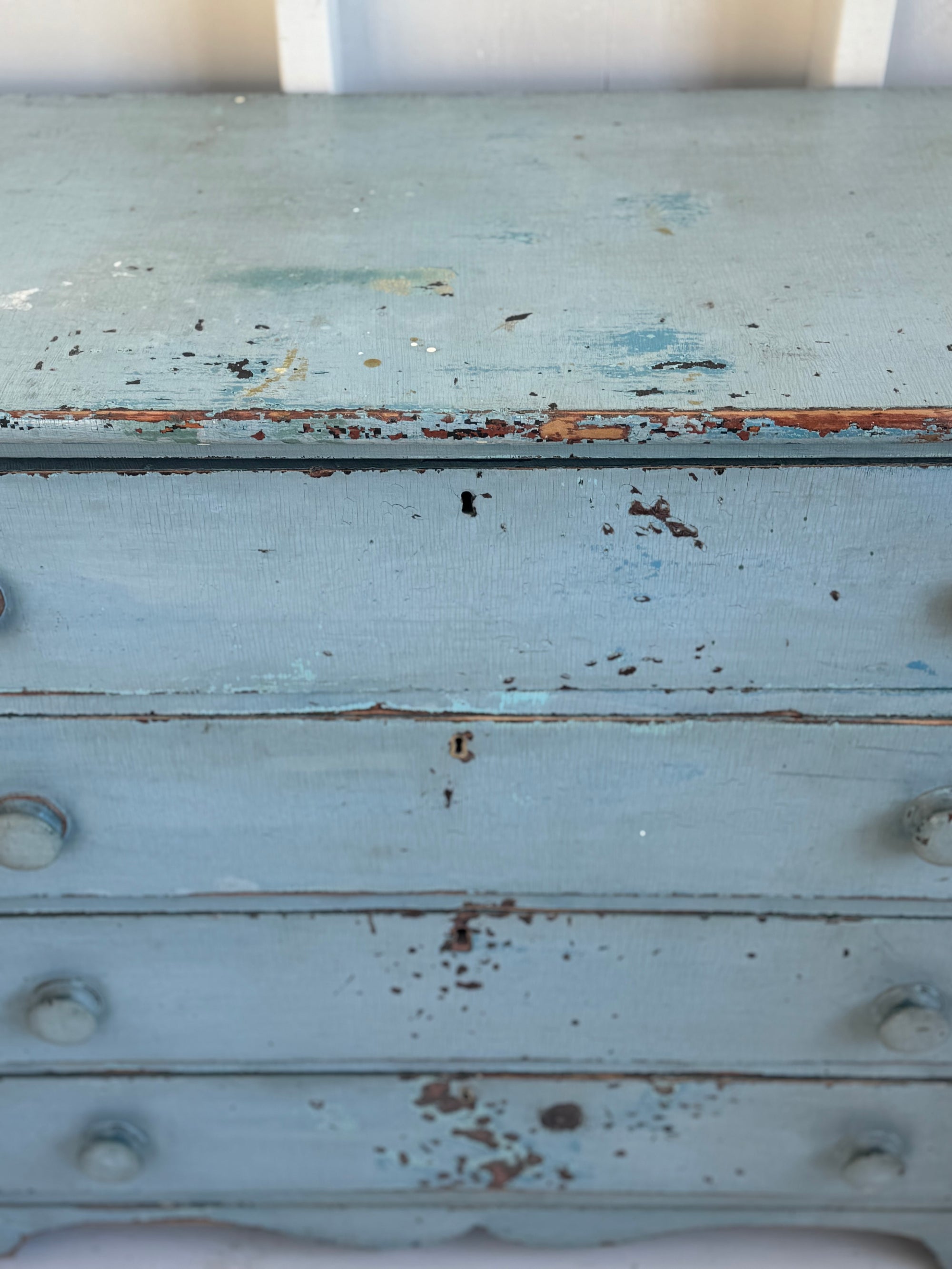 Antique Jenny Lind Cottage Pine Dresser - Blue