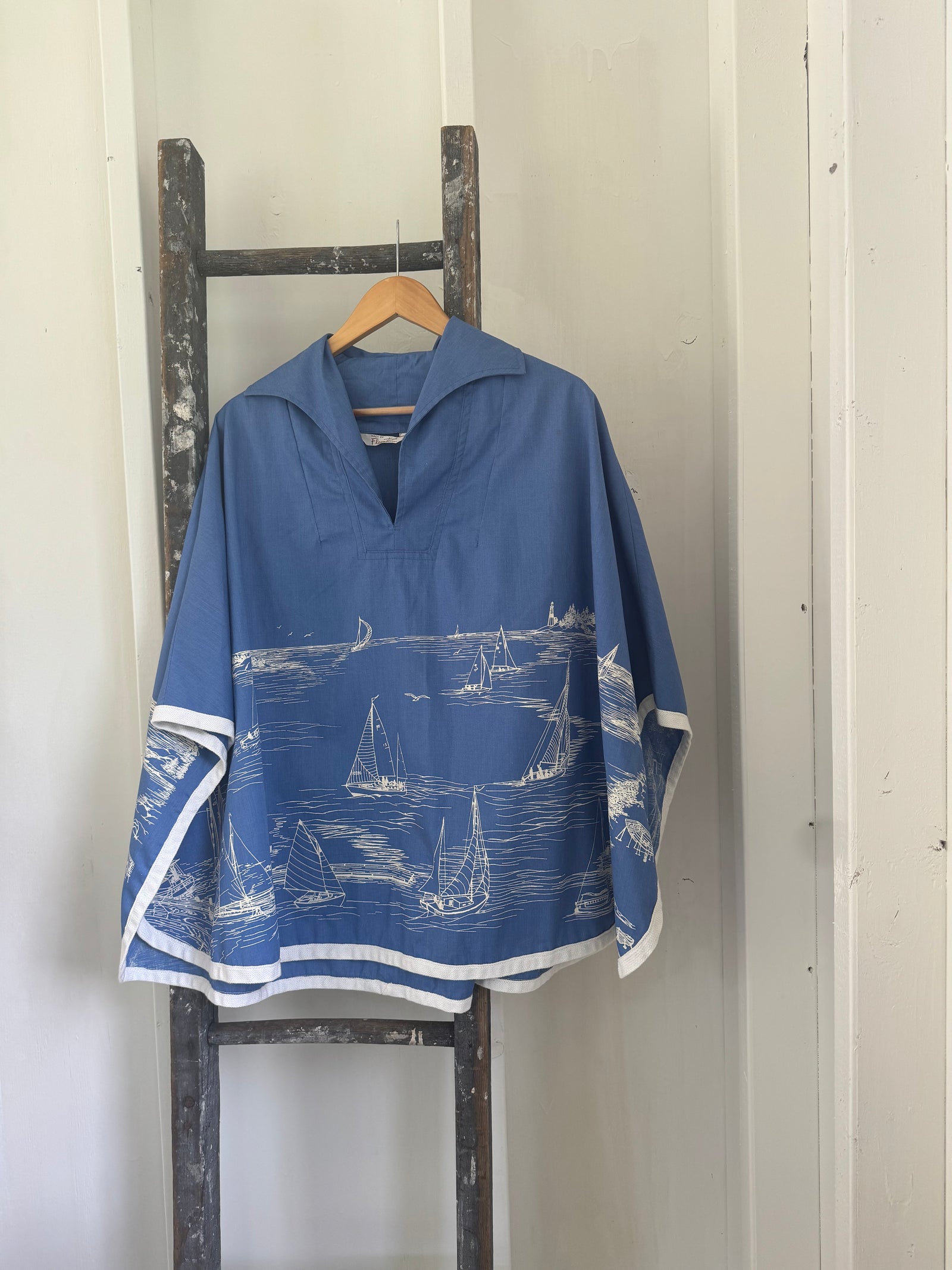 Vintage 70s Sailboat Poncho
