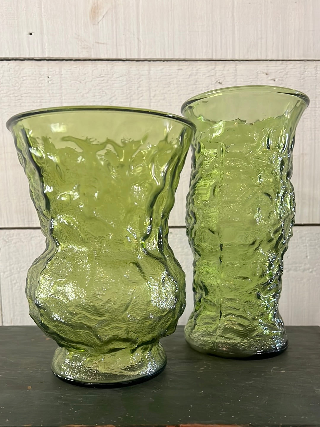 Vintage Crinkle Glass Vase