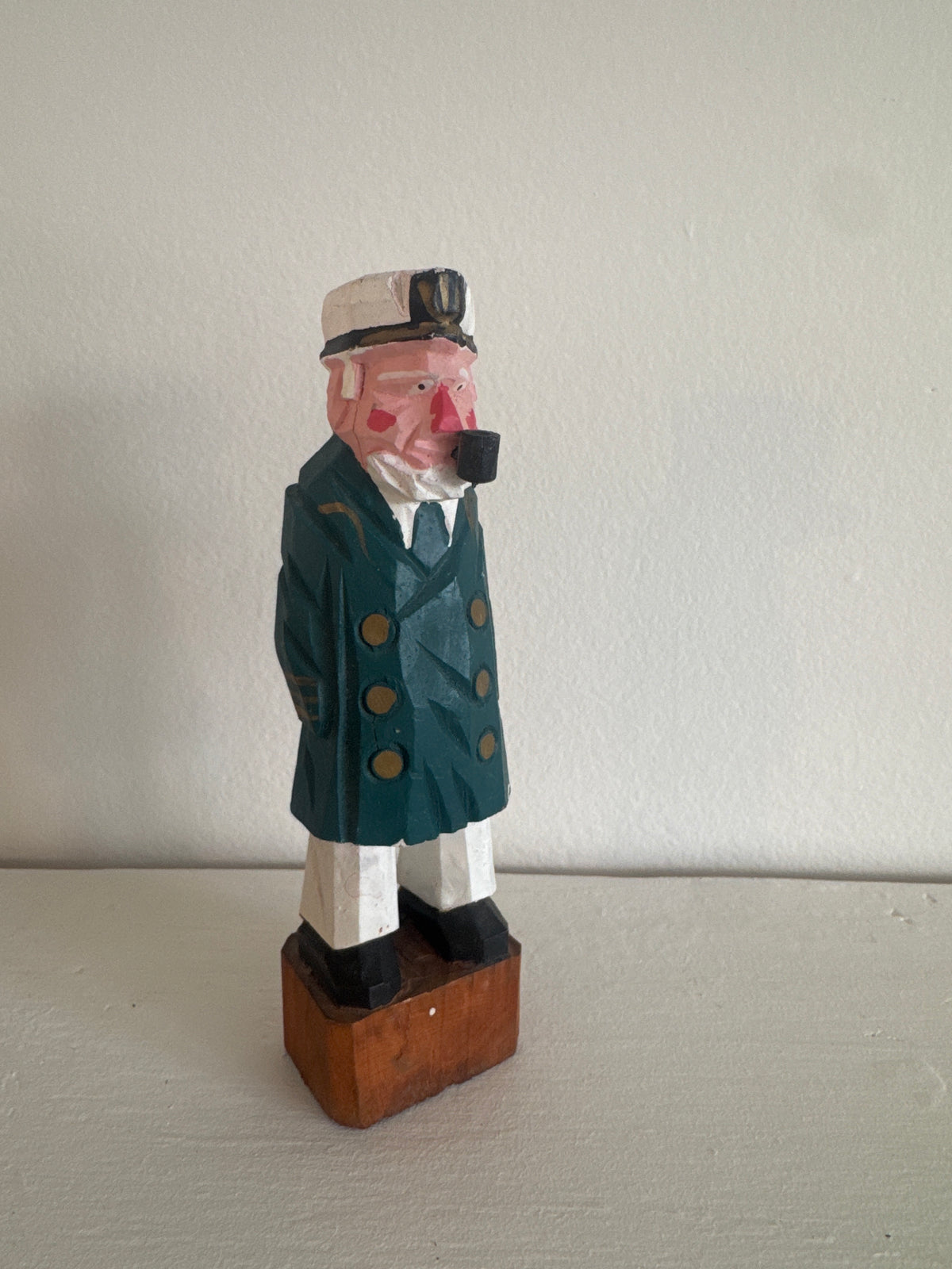 Vintage Handcarved Fisherman - Blue Peacoat