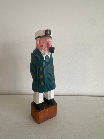 Vintage Handcarved Fisherman - Blue Peacoat