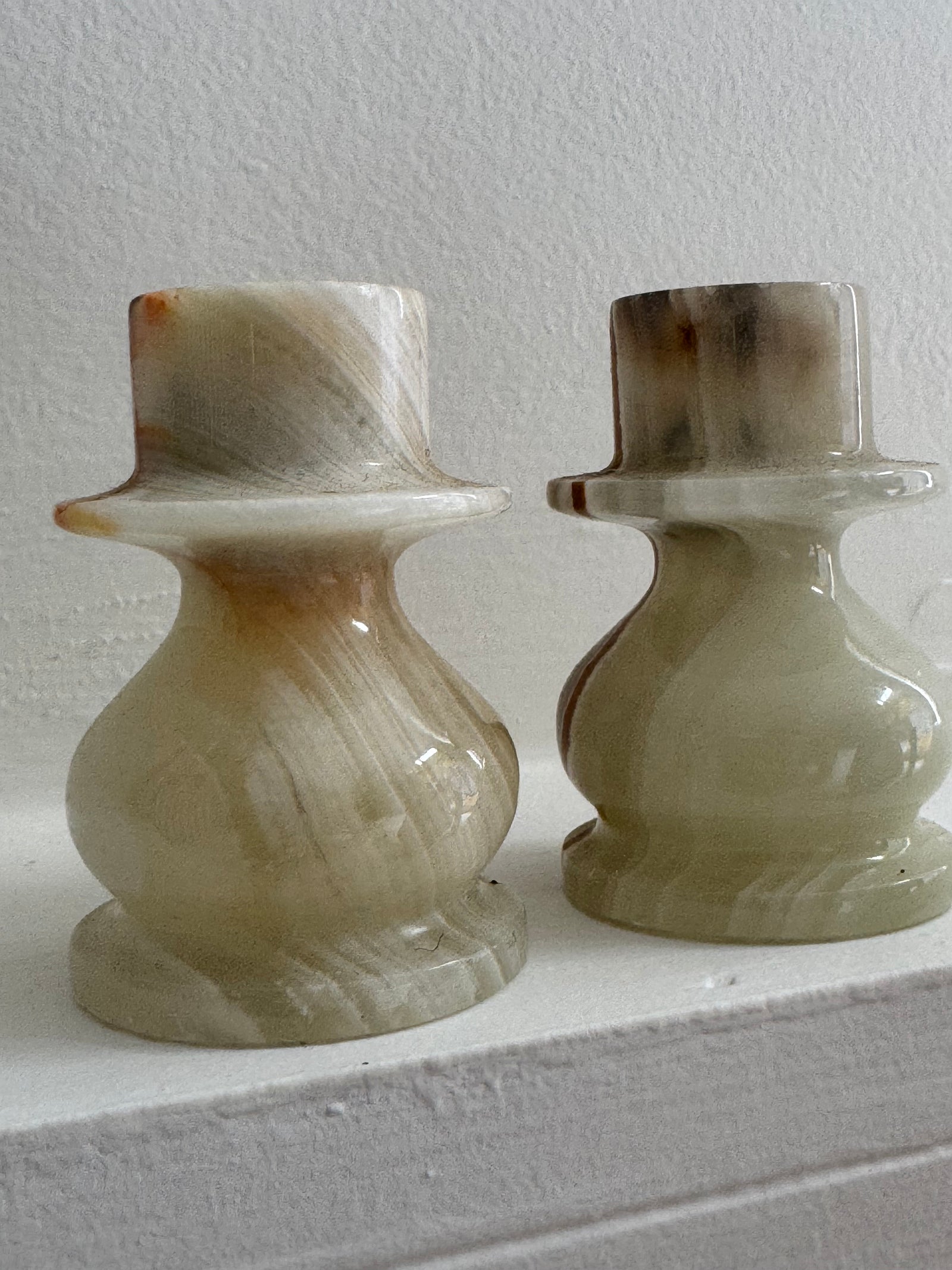Pair of Vintage Stone Candlesticks