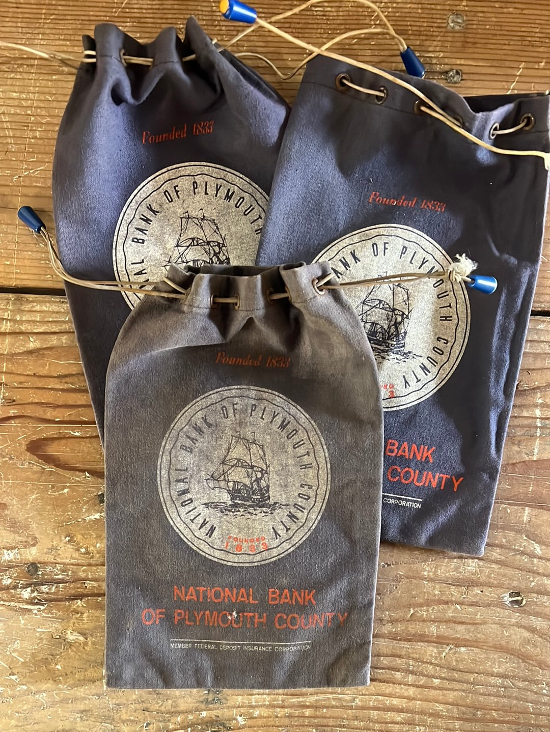 National Bank of Plymouth Money Bags