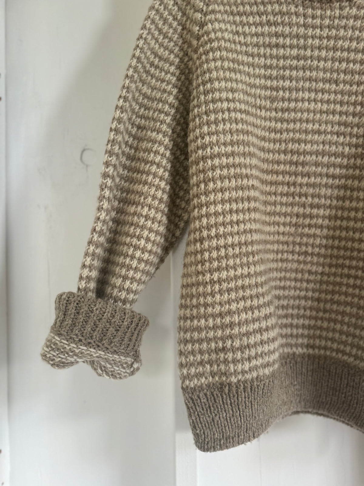 Vintage Hand Knit Sweater - Oatmeal + Ivory