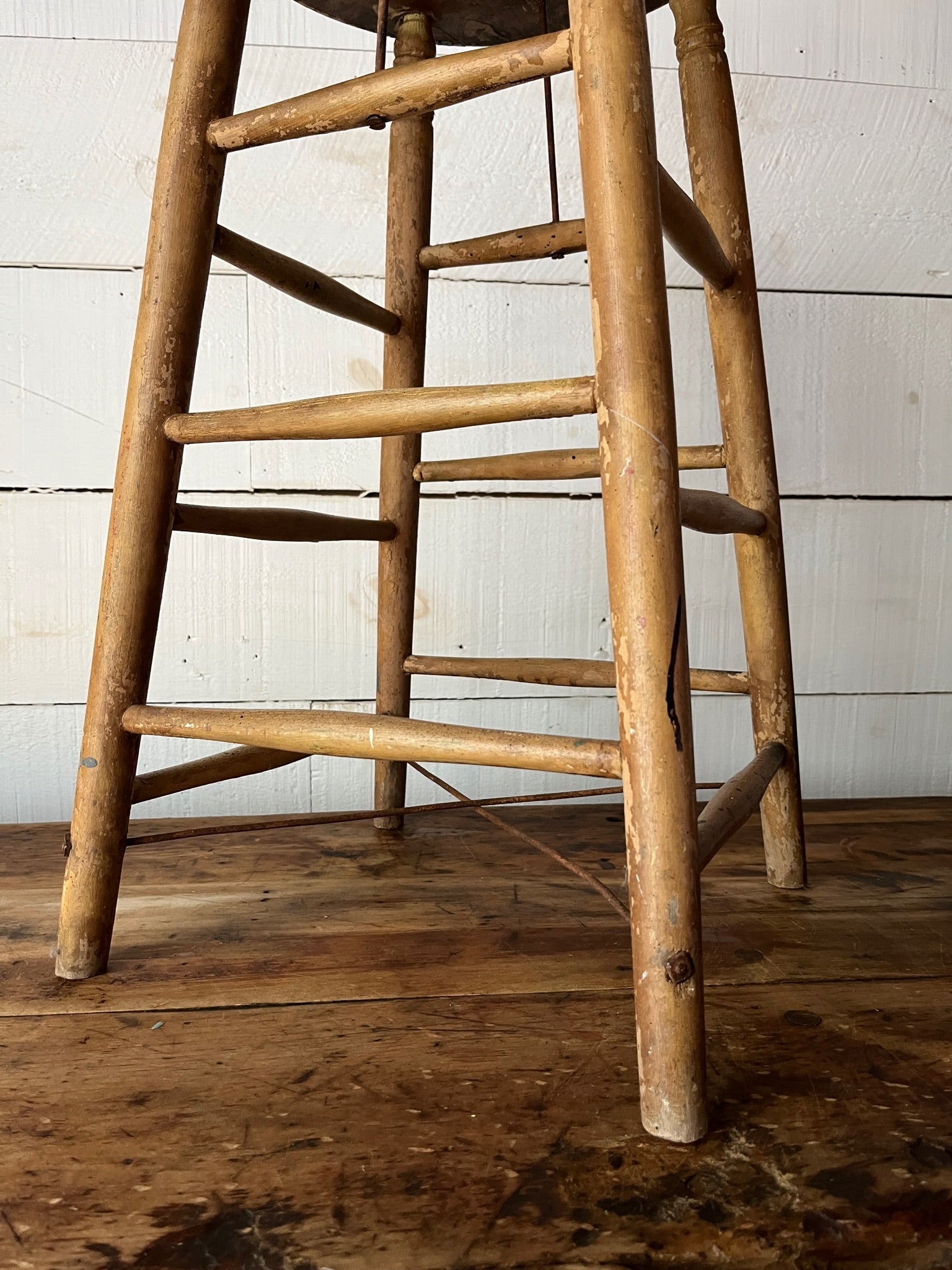 Vintage Wood Stool - Light Wood
