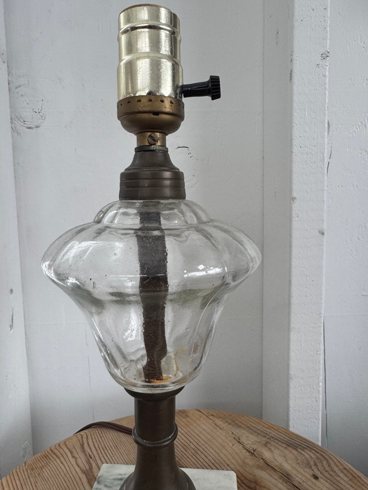 Vintage Glass Globe Table Lamp 12” Tall