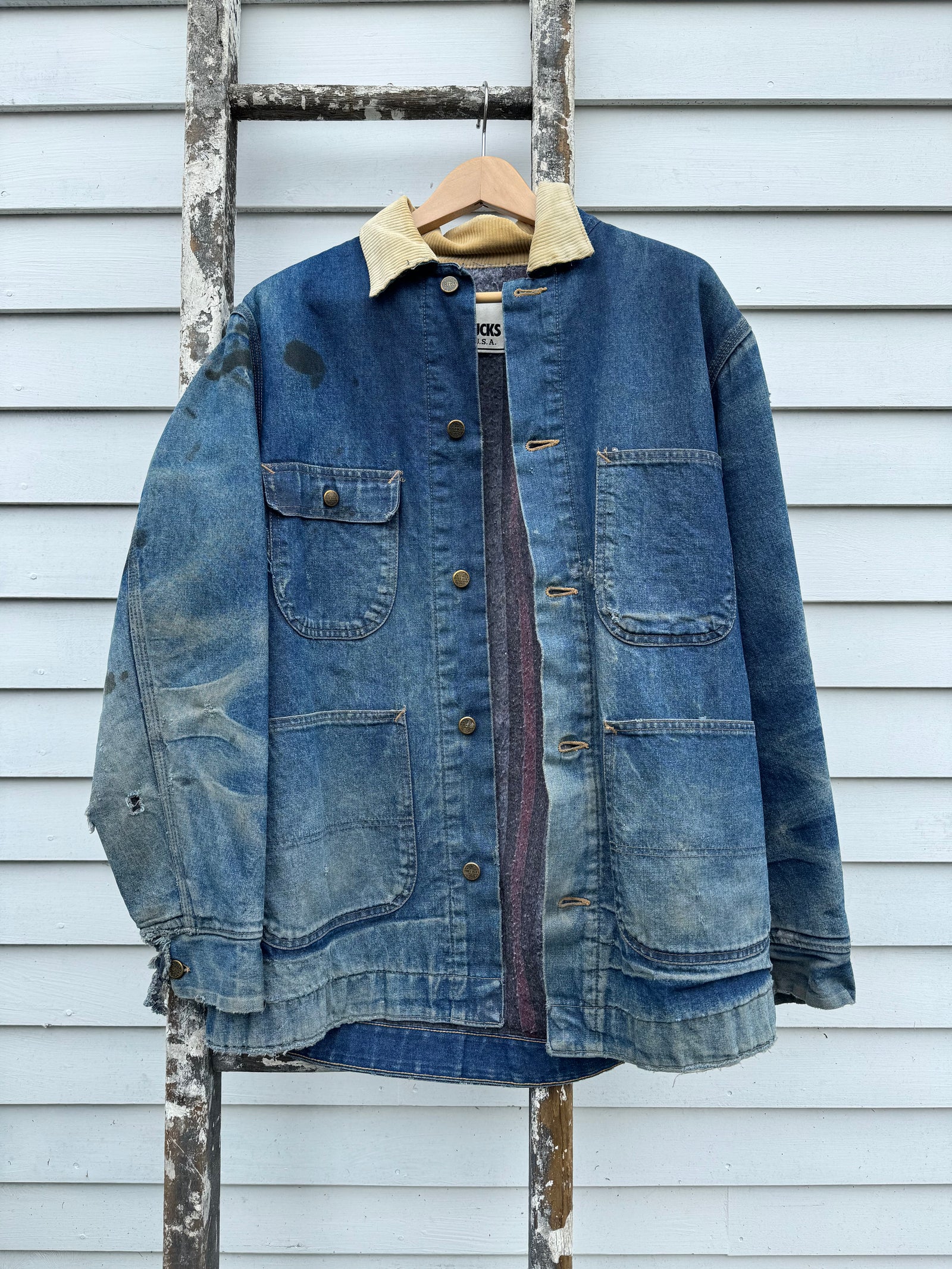 Vintage Roebucks Blanket Lined Denim Chore Coat