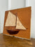 Vintage Wood Sailboat w/ Canvas Sail Wall Art