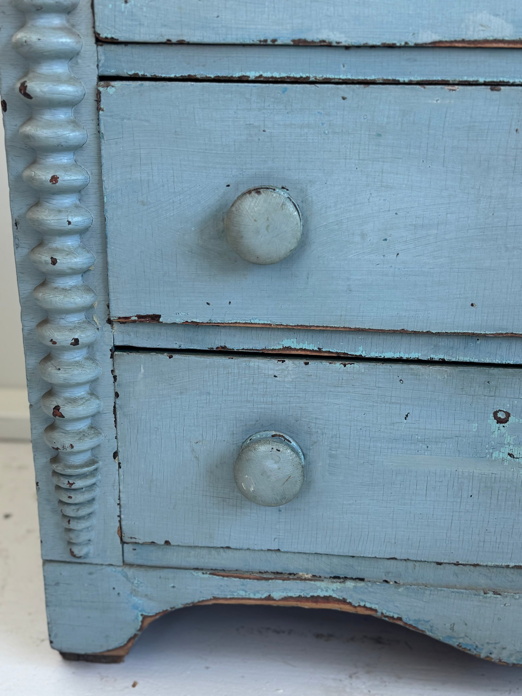 Antique Jenny Lind Cottage Pine Dresser - Blue