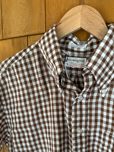 Vintage Cotton Gingham Shirt - Brown
