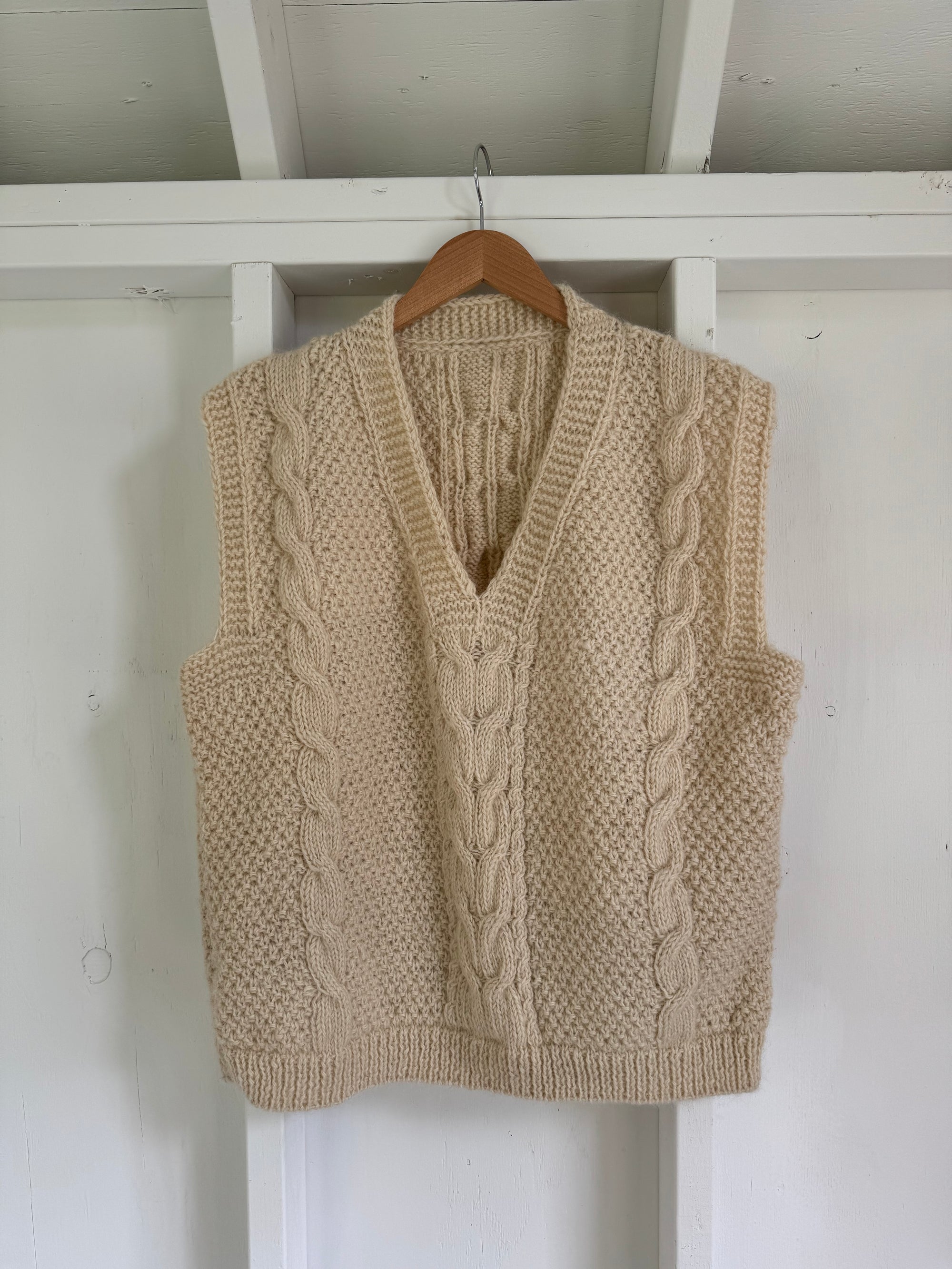 Vintage Wool Fisherman's Sweater - V Neck Vest