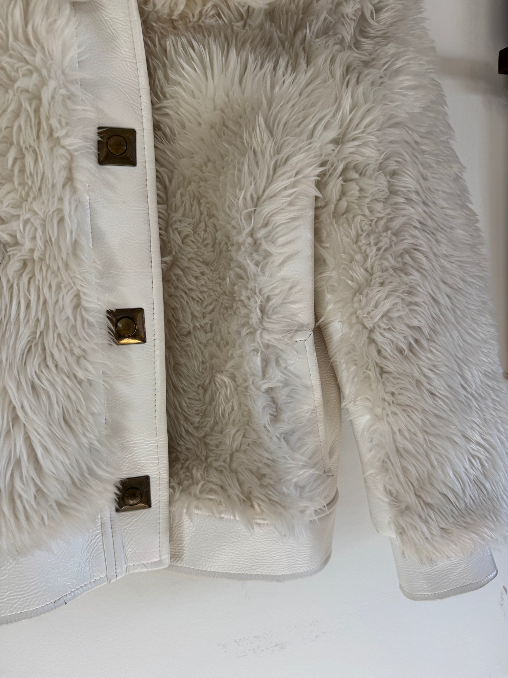 Vintage Rainbow Coat White Shearling Coat
