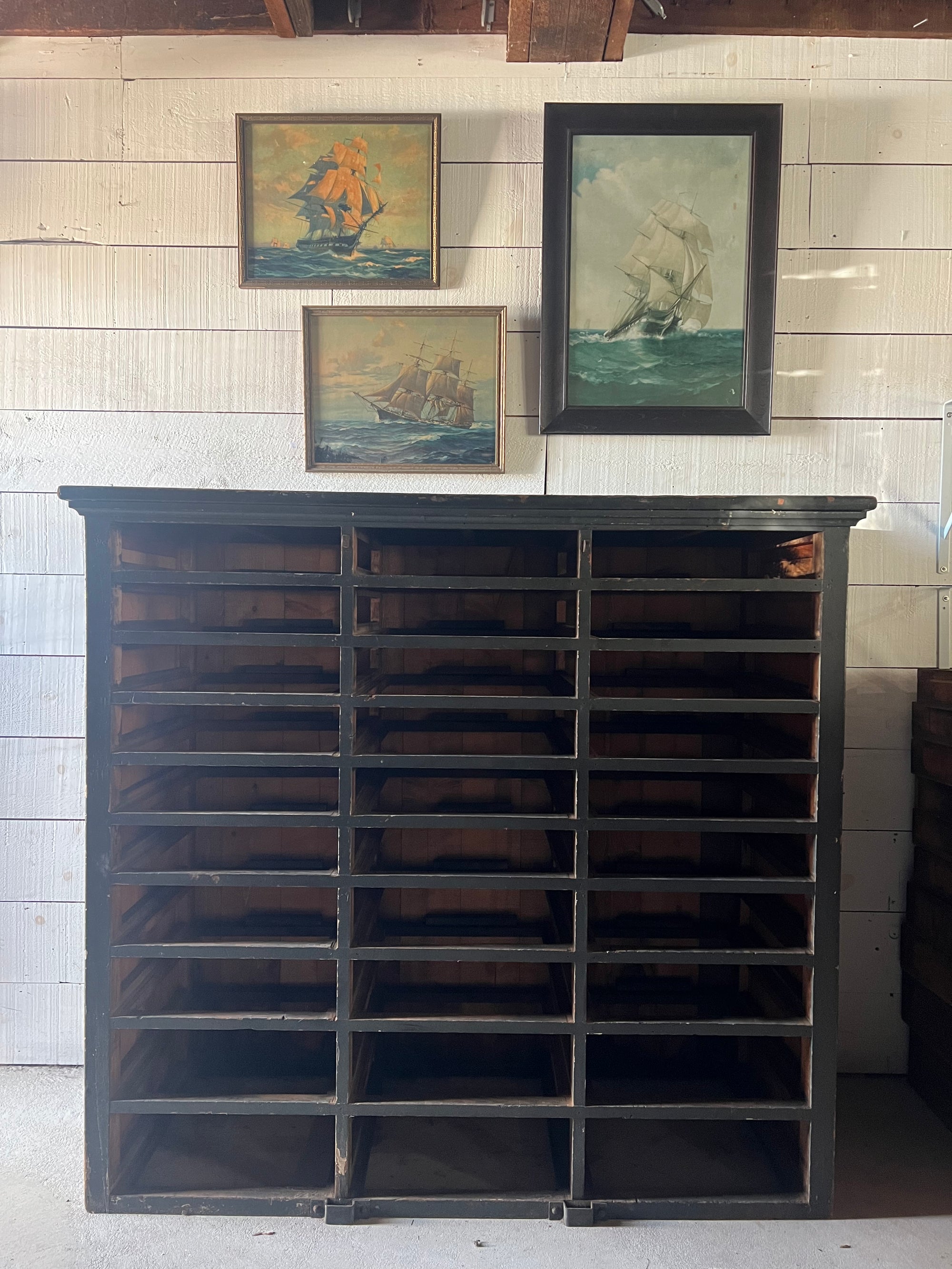 Vintage Industrial Cabinet with 30 Drawers – Painted Black