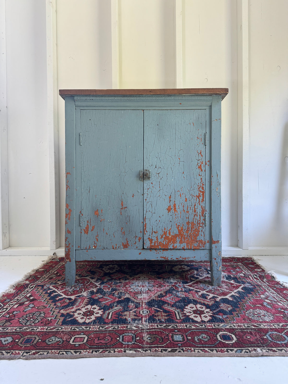 Antique Painted Blue Cabinet