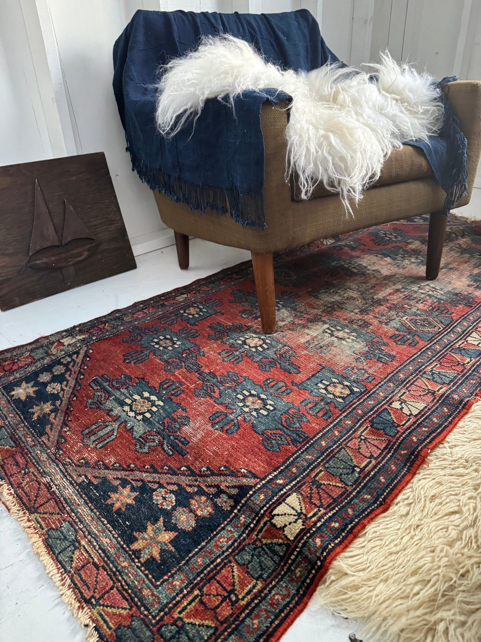 Vintage Worn In Rug - Red