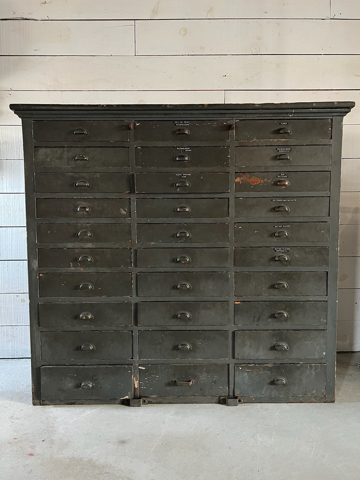 Vintage Industrial Cabinet with 30 Drawers – Painted Black