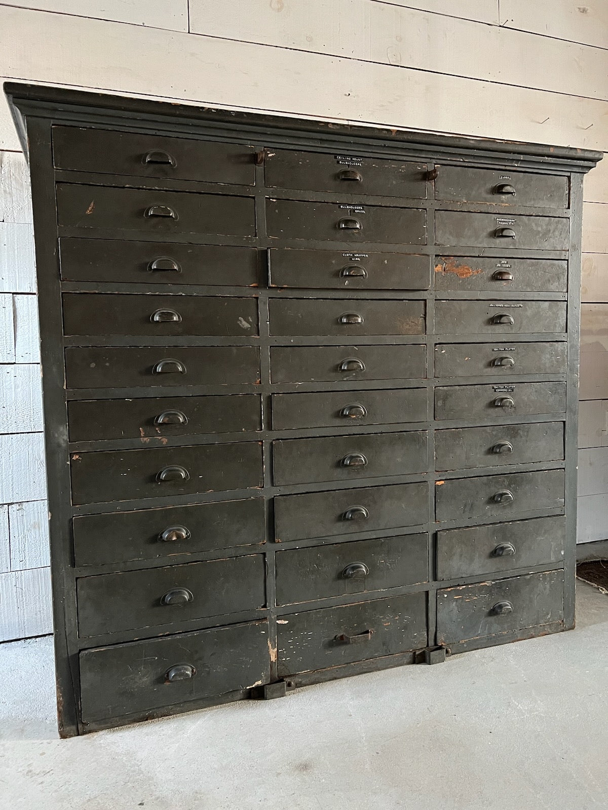 Vintage Industrial Cabinet with 30 Drawers – Painted Black