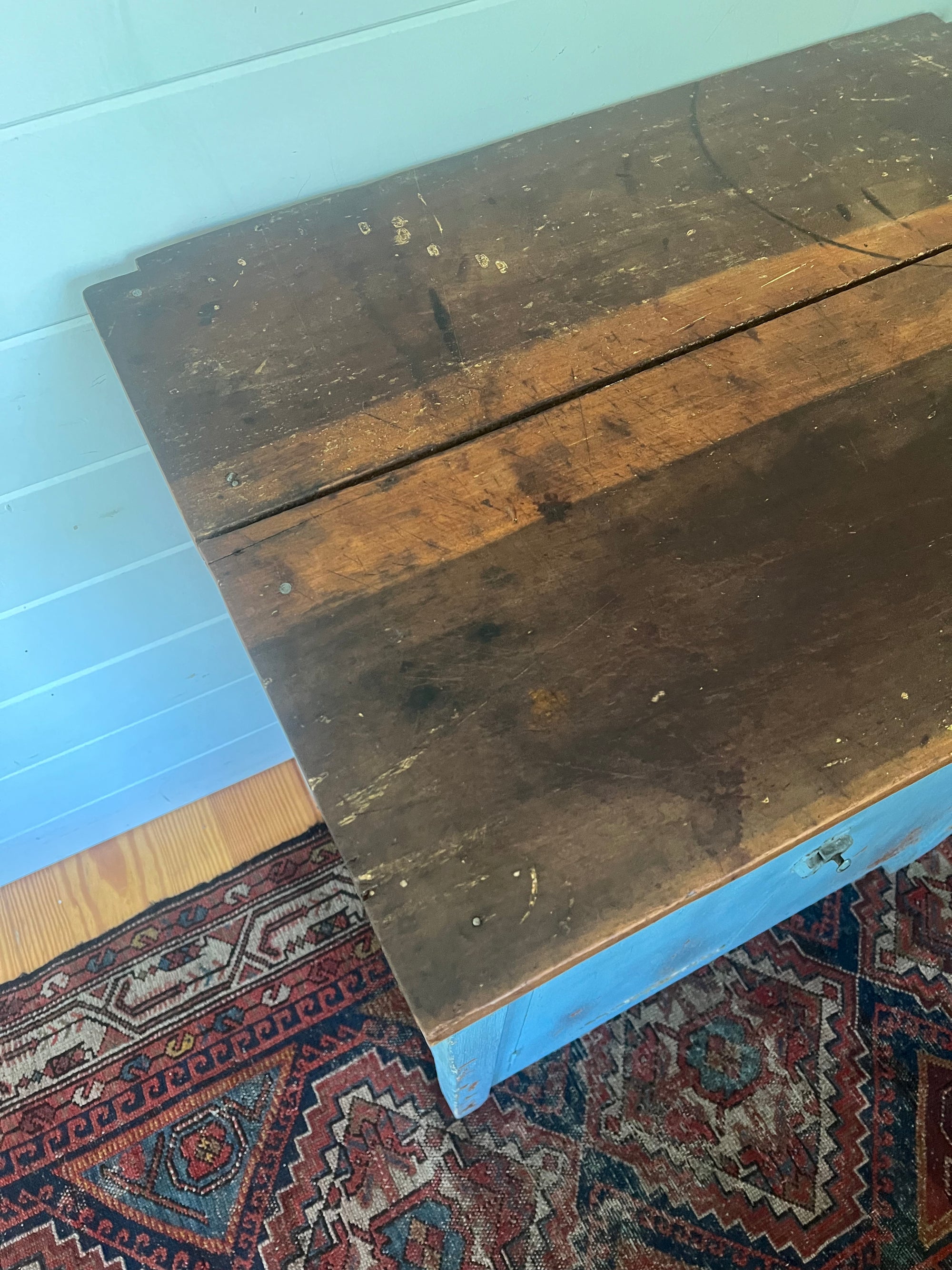 Antique Painted Blue Cabinet