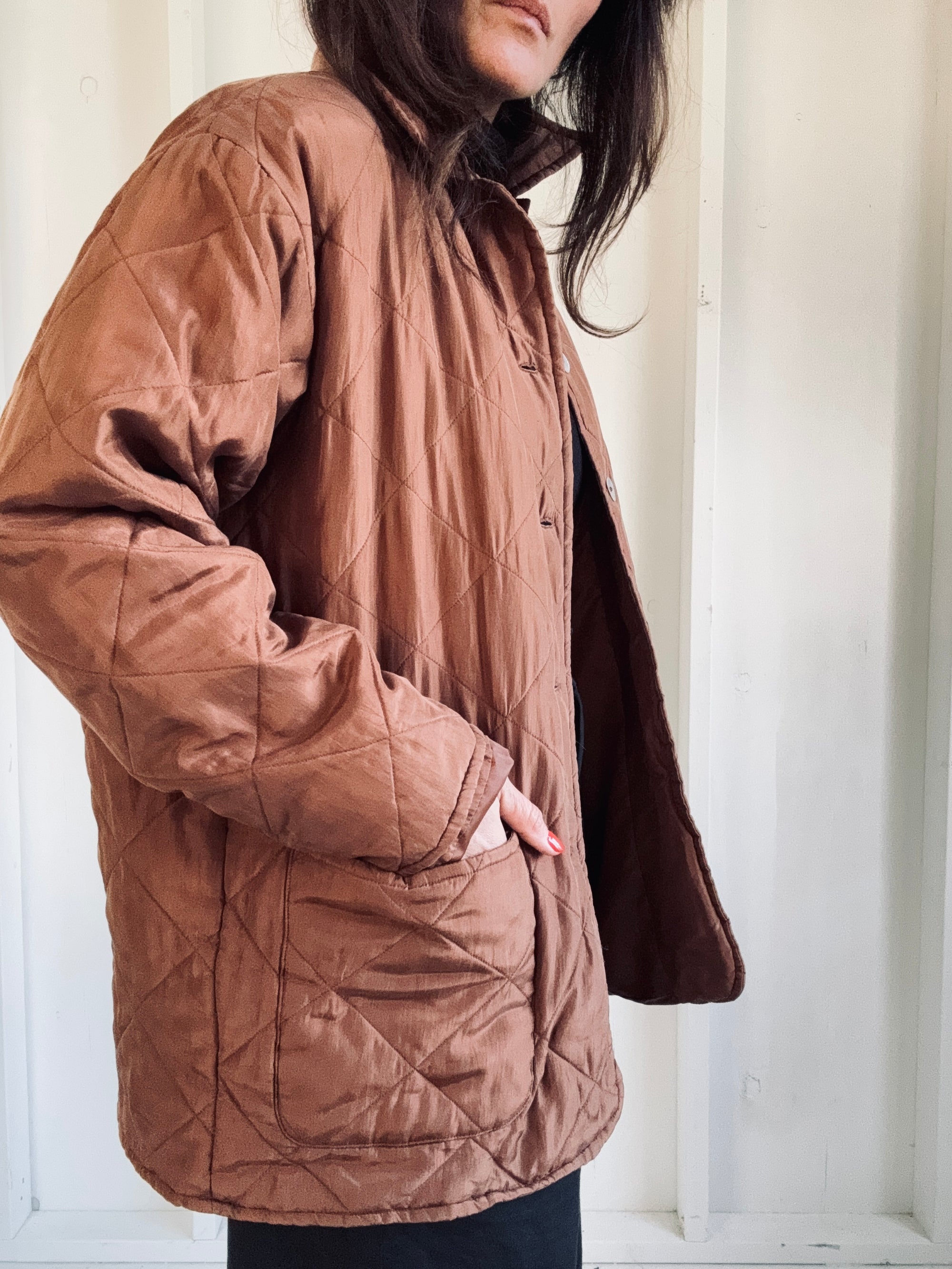 Vintage Quilted Coat - Walnut