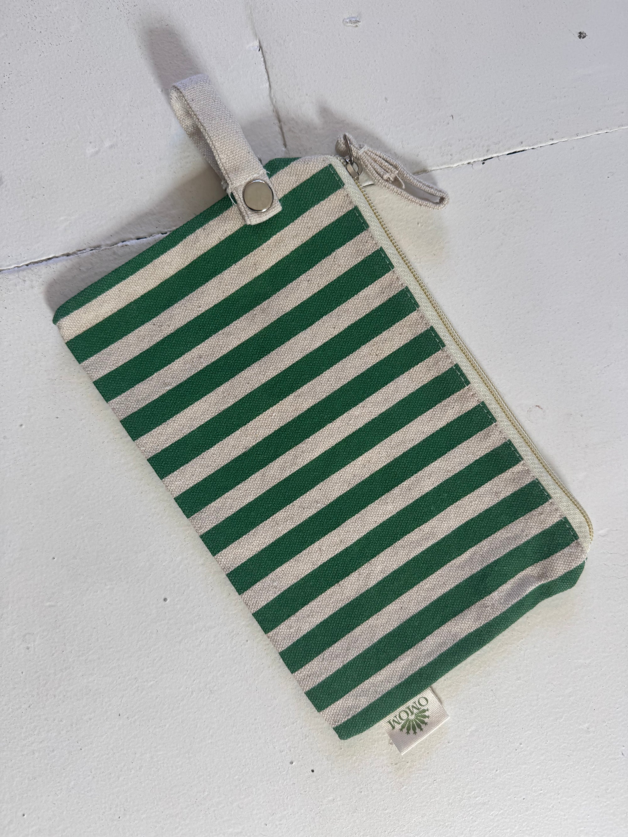 Organic Zip Pocket - Green Stripes